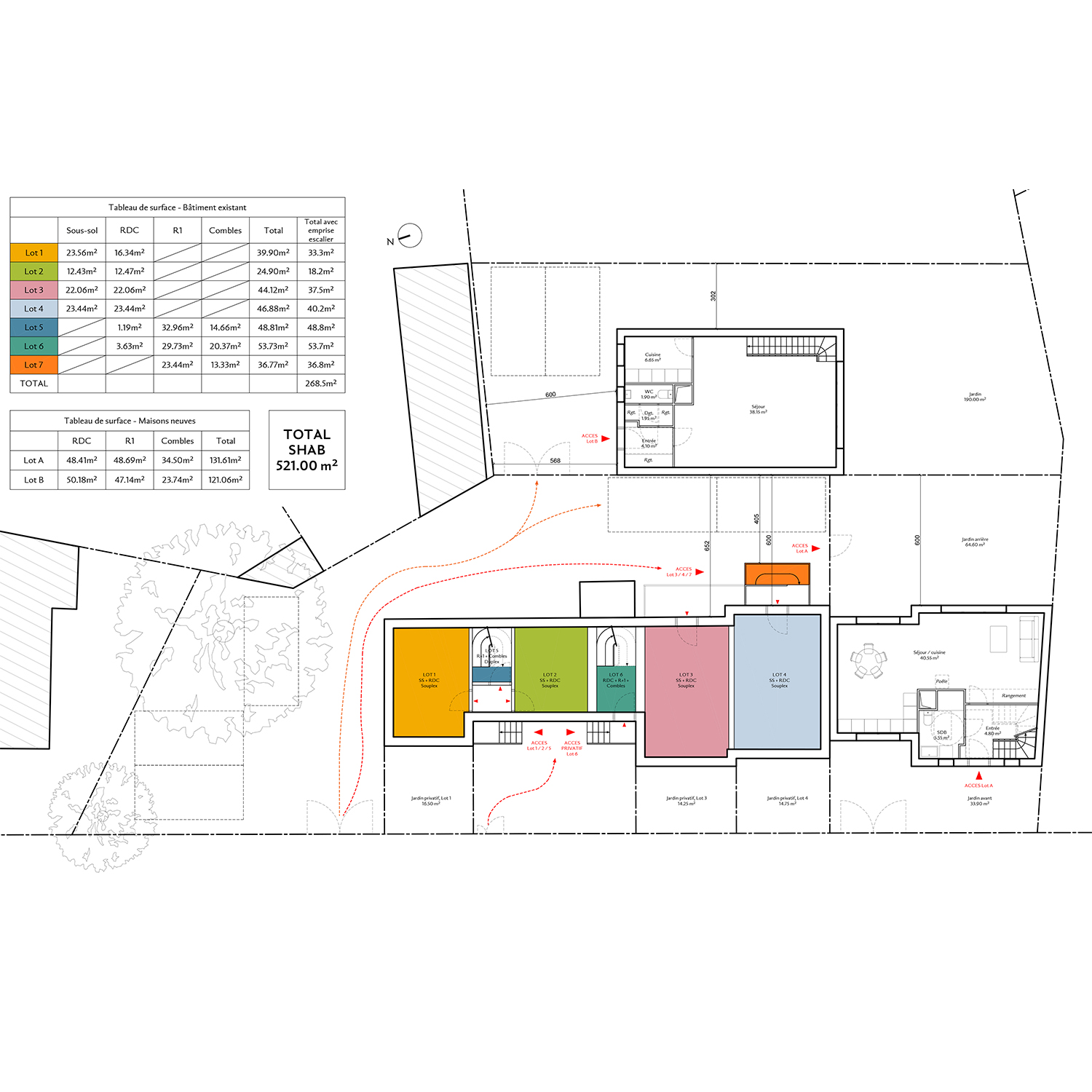 2_Avramova architecte_Bourg-la-Reine_RＩabilitation et crＢtion de logements_Plan RDC