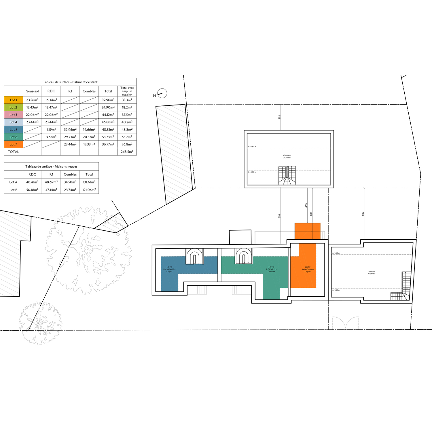 4_Avramova architecte_Bourg-la-Reine_RＩabilitation et crＢtion de logements_Plan combles