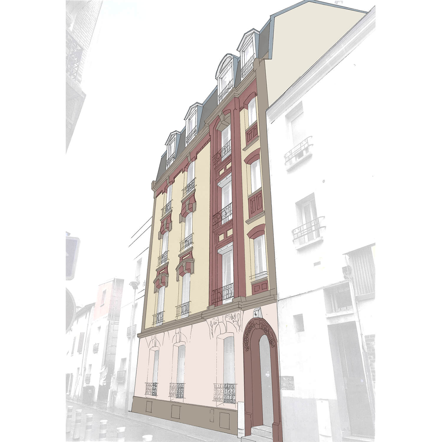 Avramova architecte_Saint-Denis Lacroix_Sortie de péril et rénovation énergétique d'un immeuble de logements_Projet 1